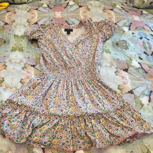 Polo by Ralph Lauren Pink and Green Floral Kids Dress Size 8-10 Medium